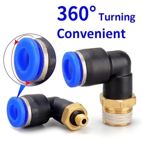 Conectores neumáticos PL de 8mm y rosca de 3/8 para codos de mangueras de tráquea 4