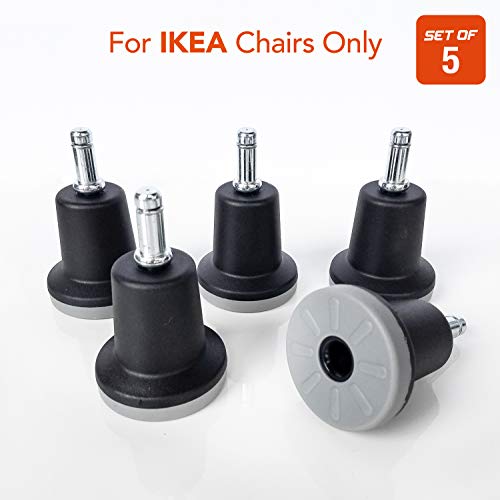 Mahja Bell Glides Office Chair Wheels Replacement Compatible with (IKEA Office Chairs Only), 10mm Diameter Size Stem, Chair Casters Replacement (Polyurethane Bottom - High Profile)