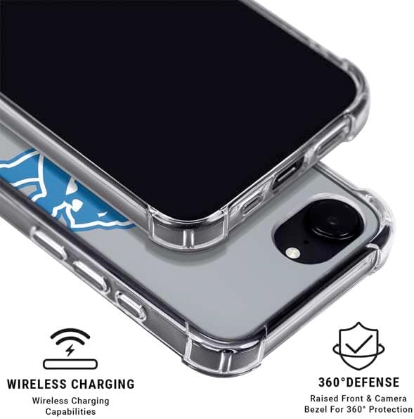 Skinit Clear Phone Case Compatible with iPhone 16e - Officially Licensed NFL Detroit Lions Large Logo Design