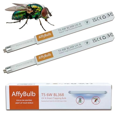 AffyBulb FSL OEM T5 F6W BL 368nm Tube de Remplacement UV pour Destructeur de Mouches 12W, 9 Pouces(2 pièces)