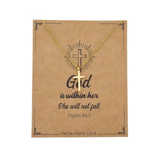 Christian Inspirational Gifts for Women Faith Catholic Religious Cross Necklace Prayer Christmas Birthday Gift God Bless You Gifts Goddaughter Christening Baptism Holy Communion Confirmation Gift Idea