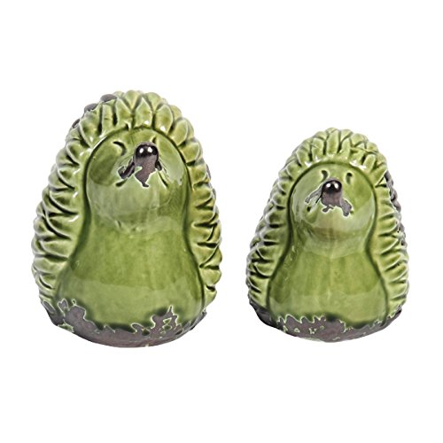 Hérissons en céramique vert lot de 2 statuettes décoration maison - 3