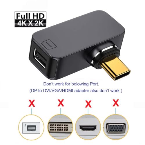 Image of Magnetic USB Type-C to Mini DisplayPort Adapter L-Shape Converter, 8K60Hz UHD Output, Aluminum Alloy Type-C to Mini DP Connector for Samsng, Pixel, One-Plus, iPad USB-C, MakBook, Dell, Lenvo