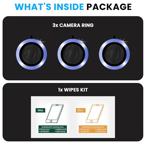 Image of ArmourPro Premium Camera Lens Protector Tempered Glass Compatible For iPhone 16 Plus and iPhone 16 Tough HD Individual Aluminum Alloy Rings 9H Camera Cover , Scratch-Resistant,Camera Lens Protection| Blue