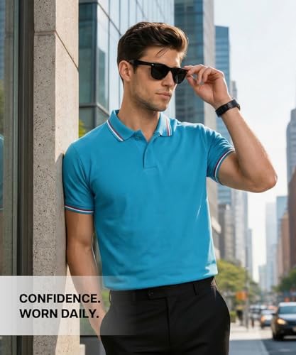 Image of AWG ALL WEATHER GEAR Cotton Polo T-Shirt | Half Sleeve Plain-Regular Fit | Soft Breathable Solid Tee | Collar Tshirts | Casual & Office Wear | Comfortable Everyday Cotton Polo | Mens Tshirts