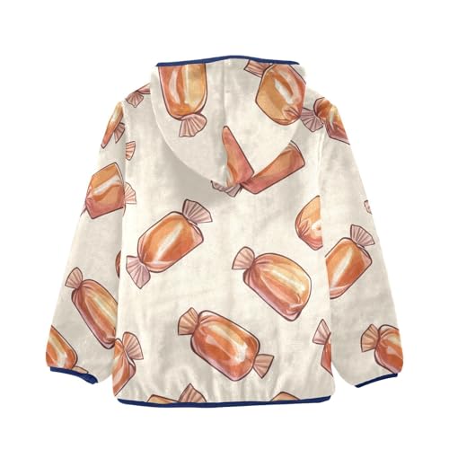 Cartoon Wrapped Candy Girls Fleece Jacket Girls Fall Jacket Girls Zip Up Hoodie Girls Sherpa Jacket 2-10T2