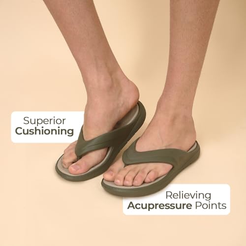 Image of YOHO Snugly Flip Flops for Men | Orthopedic Slippers & Relieving Acupressure | Waterproof Monsoon Footwear | Dual-Tone Design