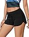 CRZ YOGA Womens 3'' Swim Board Shorts High Waisted Quick Dry Beach Swimwear Bottoms Bathing Trunks with Liner Black Medium