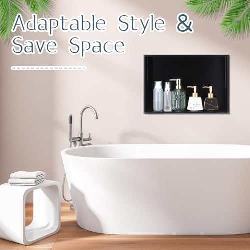 Geelin Shower Niche 15.7" x 11.8" x 3.5" Black Insert Storage Shower Shelf Recessed Wall Niche No Tile Needed Stainless Steel Bathroom Storage for Bathroom Shampoo Soap Shelf Easy Install - Image 6