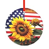 Décorations de Noël traditionnelles en verre Tournesol et drapeau américain Adornos de Navidad pour votre sapin de Noël