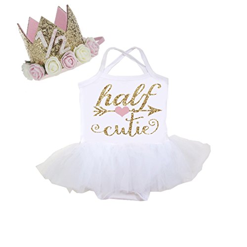 half birthday tutu dress Half Birthday Outfit - Gold Glitter and Coral Pink Pettiskirt