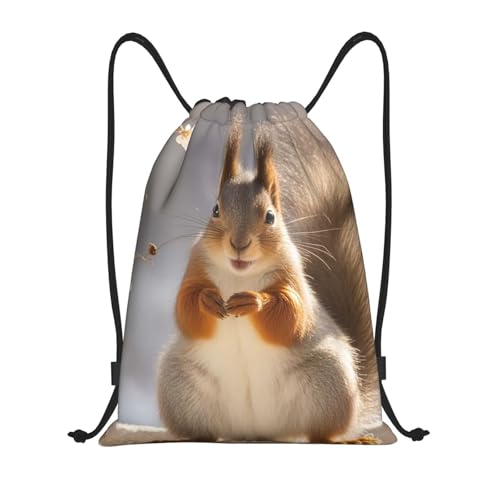 Drawstring Backpack Squirrel Funny Animal Drawstring Bag Sports String Bag Gym Sackpack for Women Men