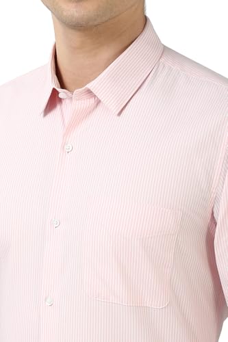 Image of Peter England Men's Slim Fit Full Sleeve Pin-Striped Formal Shirt | Cotton-Rich | Wonder Fabric | Pin Point Oxford