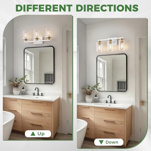 Image of DORESshop 17 Inch 3-Light White Gold Bathroom Vanity Light