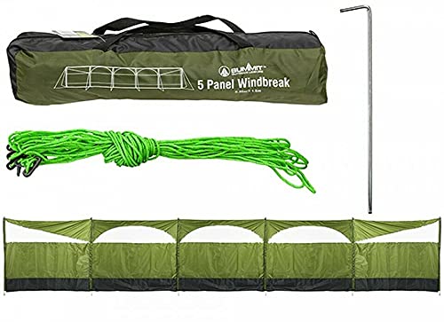 Summit International Beach Camping Windbreak 5 Panel Forest Green