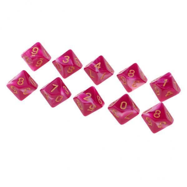 Toy 2x10x 10-Sided Game Dice 16mm Dice for Board Games/Teaching Math Rose+White Accessories & Dice-image-3