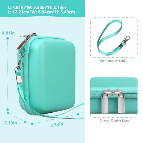 Image of Camera Case for Canon PowerShot ELPH 360 HS A, IXY 650 /ELPH 360 Camera Protective Case Storage Holder Travel Bag with Wrist Strap, Mesh Pocket for Battery Pack, USB Cable, Green
