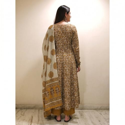 Image of Nermosa Women Printed Anarkali Kurta and Pant Set with Dupatta | Printed Kurta Set | Cotton Suit | Women Kurta Sets |