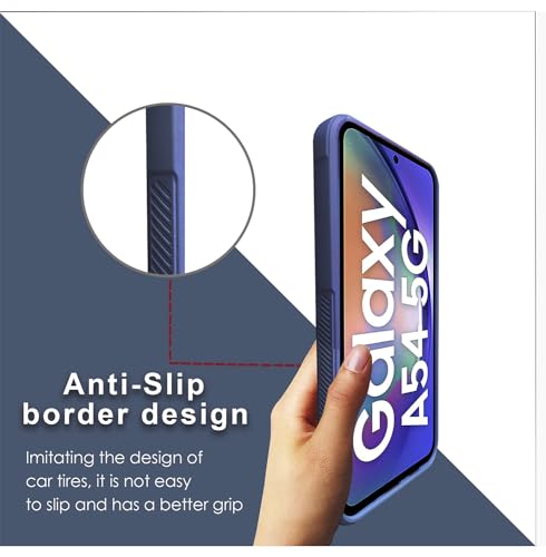 Image of A rtistque Liquid Silicone Stripes Back Cover Case for Samsung Galaxy M14 5G | with Camera Protection | with Inner Fabric | Anti Slip Grip | AirBag Case - Blue