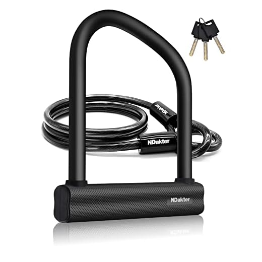 NDakter Bike Locks Heavy Duty Anti Theft, Bicycle U Lock for Ebike, 18mm Shackle, 6FT Steel Security Cable with 3 Keys for Electric Escooter, Motorcycle, Moped, Dirt-Bike, Tri-Bike Wheel Lock Sturdy