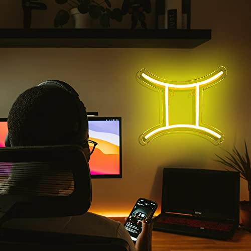 Image of The Zodiac Horoscope Neon Sign, Gemini LED Neon Signs for Wall Decor, Astrology Zodiac Horoscope Neon Lights Beautiful Spiritual, Birthday Party, Home Kids Room Decor Gemini