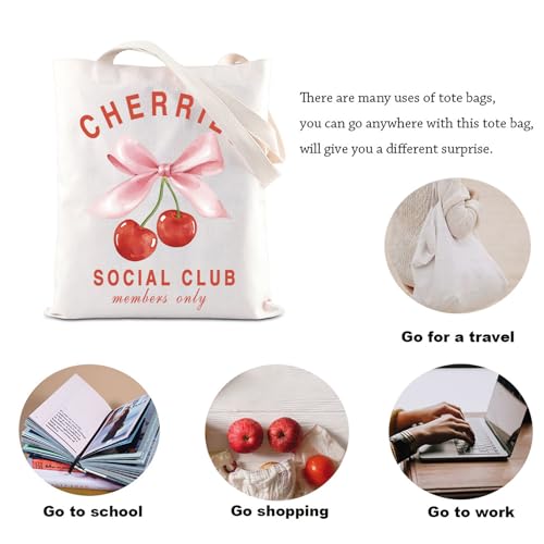 Image of KUIYAI Coquette Cherry Tote Bag - Soft Girlie Gift with Pink Bow & Cherries