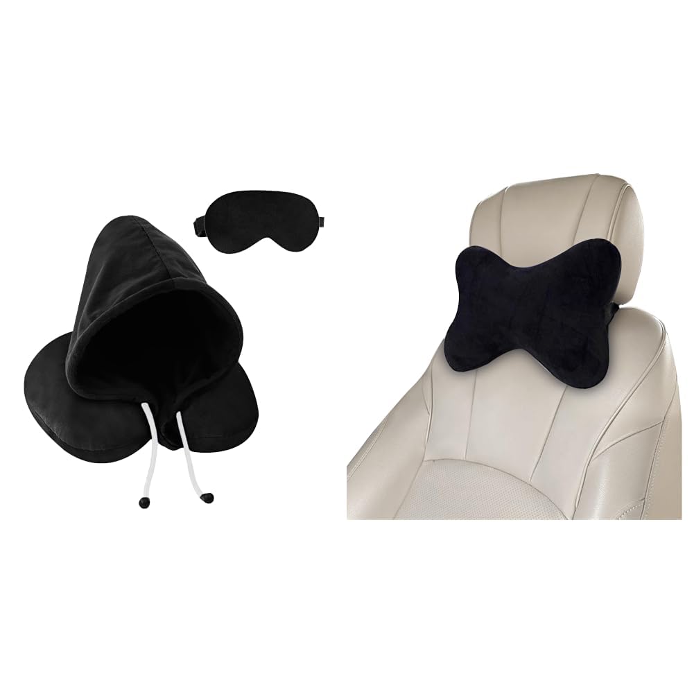 GREELI Neck Pillow for Travelling Luxurious Airplane Travel Pillow Head Rest Neck Holder Pillow + Car Neck Rest Pillow for Head Rest Super Soft Fiber Neck Support for Car Seat, Office Chair,-image-35