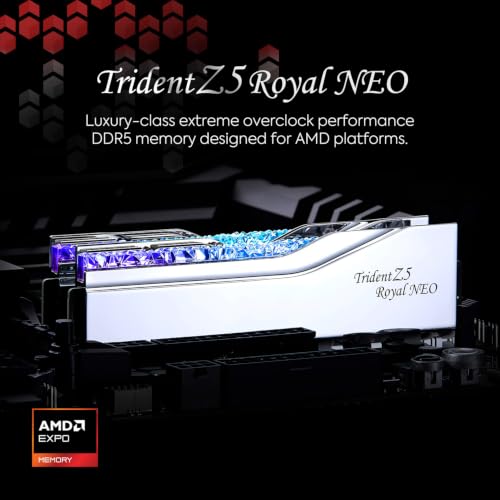 Image of G.SKILL Trident Z5 Royal Neo Series (AMD Expo) DDR5 RAM 64GB (2X 32GB) 6000MT /s CL26-36-36-96 1.45V Desktop Computer Memory U-DIMM - Silver (F5-6000J2636H32GX2-TR5NS)