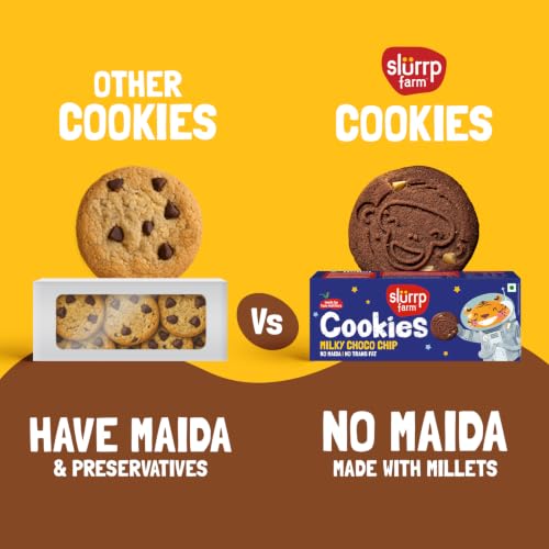 Image of Slurrp Farm Buy2Get1 Free Milky Choco Chip Multigrain Cookies | No Maida No Trans Fat | Yummy Biscuits made with Whole Wheat Flour and Jowar | Super Saver Pack | Healthy Cookies for Kids | Pack of 3 x 80g