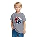 Boys Girls 4th of July Tops Kids Short Sleeve T-Shirts Floral Graphic Tees Shirts Cotton Patriotic Tshirts Gifts Gray
