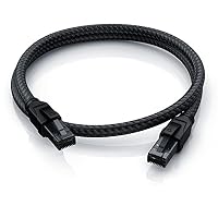 CSL - CAT8.1 Netzwerkkabel 40 Gbits - 15m - Baumwollmantel - Black Series - LAN Kabel Patchkabel RJ45 - CAT8 Gigabit Ethernet Cable - 40000 Mbits - S/FTP PIMF Schirmung - kompatibel zu CAT6 CAT7 – Ansicht 7