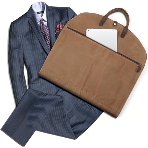 Polare Original POLARE GARMENT BAG 43 Inch Waxed Canvas Full Grain Leather Trim Carry On Garment Bag thumb #2