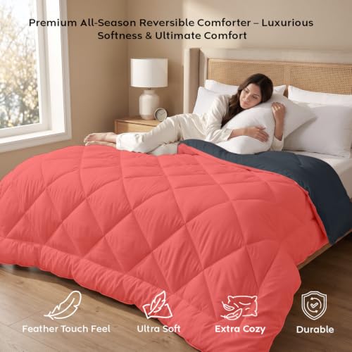 Image of AYKA Reversible Comforter 220 GSM Microfiber Reversible AC Comforter /Blanket for Winter /Quilt /Duvets for King Size Single Bed Comforter (60 * 90, Red & Charcoal)| TC - 220