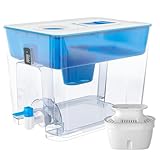 Heyaxa Water Filter Dispenser for Tap and Drinking Water with 1 Filter, 40-Cup Capacity 200-Gallon Long-Life, BPA Free,Removes Fluoride, Chlorine, Lead, Forever Chemicals