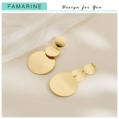 Famarine Gold Disc Dangle Earrings Drop Earrings For Women Fashion Bid Gold Earrings Gift #TOP3