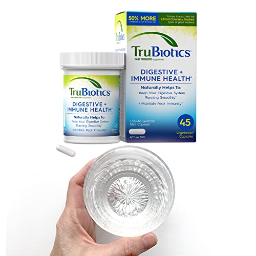 Trubiotics Probiotics For Women & Men's Digestive & Immune Health, Supports Regularity & Helps Relieve Minor Abdominal Discomfort, Gas & Bloating, 2 Clinically Studied Probiotic Strains, 45 Capsules #TOP7
