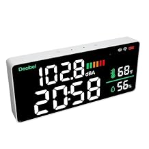 4 in 1 LED Decibel Meter, 2.4G WiFi Wall Mounted 11 Inch Meter, Sound & Noise Meters Temperature Humidity Time Display Level for Tuya Large Inch Display, Thermometer,