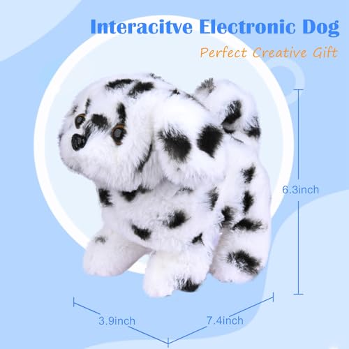 Image of WorWoder Plush Teddy Toy Puppy Electronic Interactive Pet Dog - Walking, Barking, Tail Wagging, Stretching Companion Animal for Kids (Dalmatian)