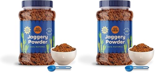 Image of GO DESi Jaggery Powder 1 Kg, Gur, Gud, Pure and Natural (Pack of 2)