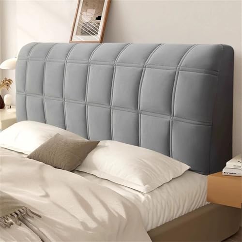 Chickwin Embossed Bed Headboard Cover, Solid Color Stretch All-Inclusive Headboard Covers Modern Universal Elastic Head Board Slipcover for Single Small Double King Size Bed (Gray,160cm)