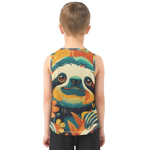 Boys' Tank Top Shirt Colorful Sloth Sleeveless T-Shirts3