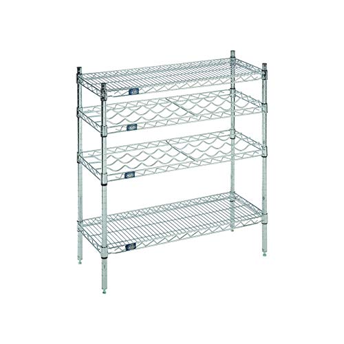Nexel Chrome Wine Display Unit, Wood Top, 48"W x 14"D x 34"H, 4 Tier miniatura 1