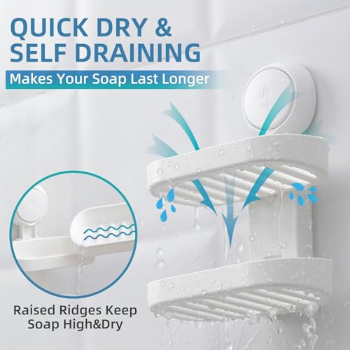 Image of TAILI Soap Holder, Soap Dish for Shower Suction Cup, Bar Soap Holder, White