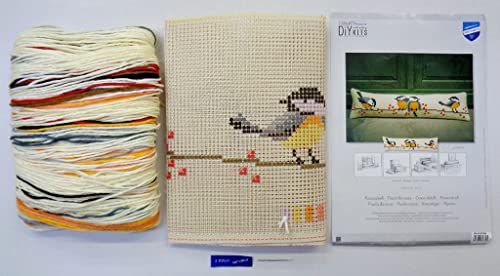 Vervaco Cross Stitch Embroidery Kits Decorative Draught Excluder Pre-Printed Cushion Great Tit DIY Set Creative Set for Adults Approx. 80 x 20 cm Craft Set Craftsman Home Decoration - Image 3