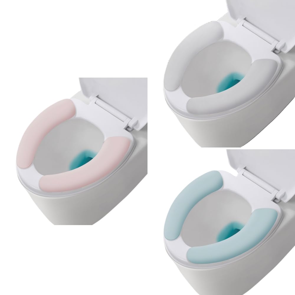 Omeiu Set04 3Pcs Store 3Pcs Bathroom Soft Thicker Warmer Warm Waterproof Plush Stretchable Washable Cloth Toilet Seat Cover Pads (Set04 3Pcs)