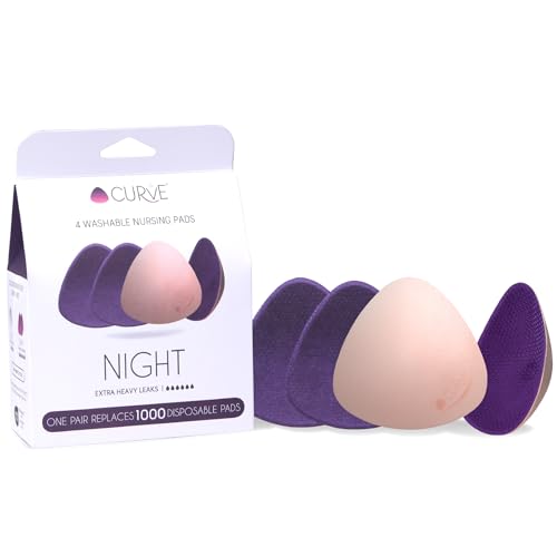 Curve by Cache Coeur Essential Plus Night Nursing Pads â€“ 4-Pack Reusable Ultra-Absorbent Breastfeeding Pads â€“ Leakproof & Washable â€“ Heavy Flow Protection â€“ Oeko-TEX Certified