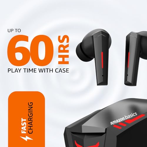 Image of AmazonBasics True Wireless in Ear Earbuds with Mic, BT 5.3, Upto 60 Hrs Playtime, Deep Bass Sound, Fast Charge, Comfort Fit Ergonomic Design, ENC, Battery Indicators