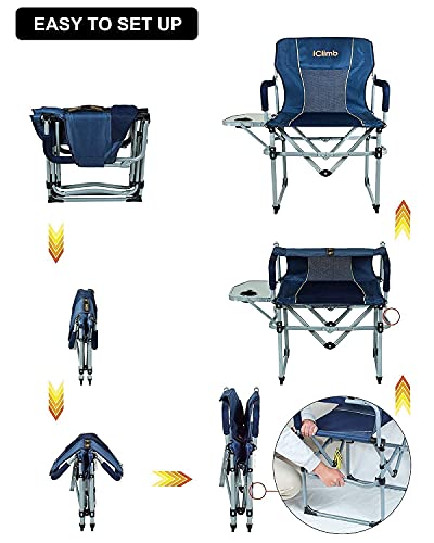Iclimb 2 Heavy Duty Compact Folding Chair And 1 Folding Square Table Bundle For Two Adults Camping, Picnic, Backyards, Bbq #TOP5