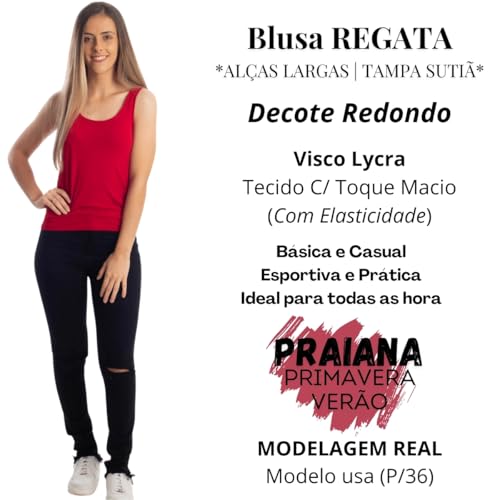 Regata Alça Larga Feminina Viscolycra Slim - Blusa Confortável e Elegante para Primavera/Verão, Mode