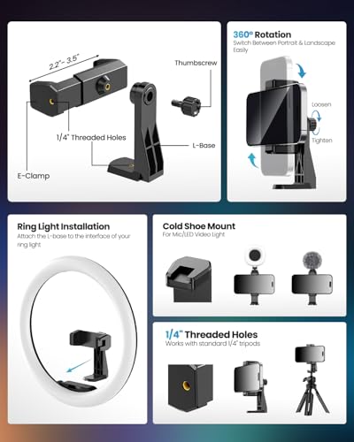 Image of UBeesize 12'' LED RGB Ring Light with 62'' Tripod Stand, Selfie Ring Light for Video Recording, Live Streaming, TikTok & YouTube, Compatible with iPhone & Android